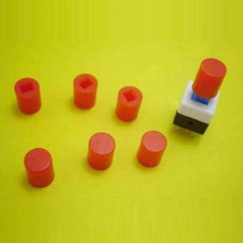 7mm Red Rubber Button Caps - 200 Pack for Self/Non-Self Locking Switches