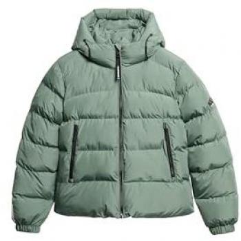 Superdry Dames Sports Doudoune a Capuche Vert, Taille: 38