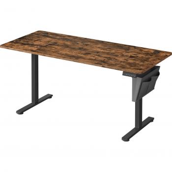 Table Assis‑Debout Songmics 70×160 cm, Hauteur Ajustable (72–120 cm), Finition Marron et Noir