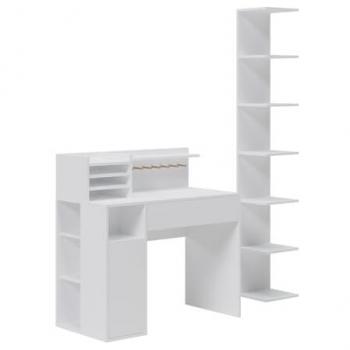 Bureau Vicco blanc 2 parties avec bibliothèque