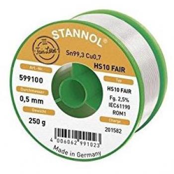 Stannol Fair-Lötzinn Spule ROM1, Legierung: Sn99,3Cu0,7, Gewicht: 250g, Durchmesser: 0.5mm