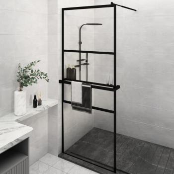 VidaXL Duschwand mit Ablage für Walk-In-Dusche Schwarz 80x195 cm ESG