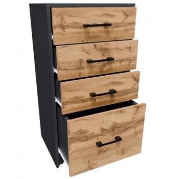 Mobiletto Cassettiera 45 cm – 4S GRAFIT‑WOTAN, 4 cassetti, ripiano, colonna, ROB