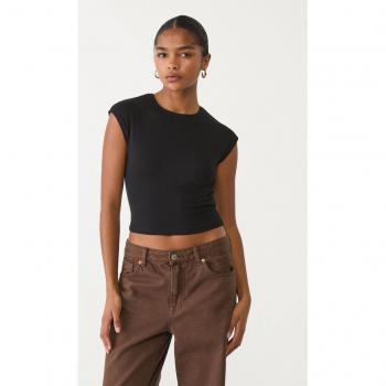 Stradivarius Crop Top Basic Nero S