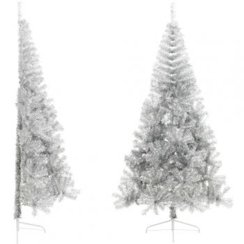 VidaXL Artificial Half Christmas Tree with Stand, Silver, 210 cm, PET