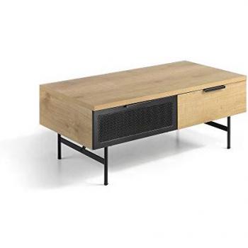 Mesa de Centro - Modelo Bradley - Color Roble/Negro - Material MDF/Metal - Medidas 110 x 60 x 43 cm - Momma Home