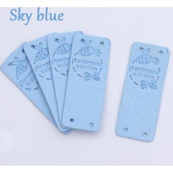 10Pcs Bee Design PU Leather Tags for Handmade Crafts