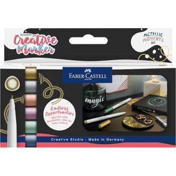 Faber-Castell Permanent-Marker “Metallics” – 6er Set, neues Design