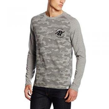 JACK & JONES JCOFRANK TEE LS CREWNECK, Camisa Manga Larga Hombre, Gris (Light Grey Melange), L(DE)