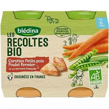 Bldina Les Rottes Bio Zanahorias Guisantes Garbanzos Pollo de Corral 4-6 meses 2x200g