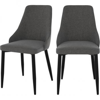 Duo de Chaises Modernes en Tissu Gris Foncé et Structure Métallique