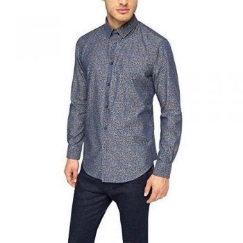 Esprit 105EO2F008 AOP CHAMBR LS - Man's Shirt, Dark Blue Color, Collar Size: 39 cm