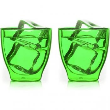 Thermoglas-Set 2 x 80ml für Espresso/Schnaps Grün