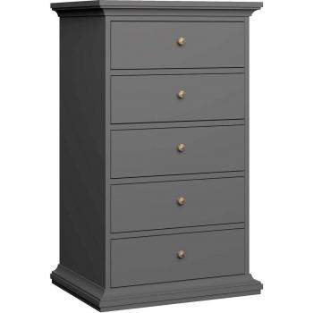 Matt Grey Paris Chest with 5 Drawers