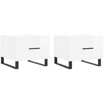 VidaXL Mesa de centro 2 uds madera ingeniería blanco brillo 50x50x40cm
