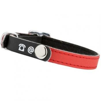 Collier Porte-Adresse en Cuir Rouge pour Chat 30 cm
