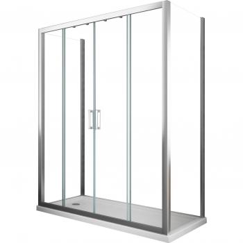 Cabina de Ducha de Vidrio Templado 6 mm con 4 Puertas Deslizantes
