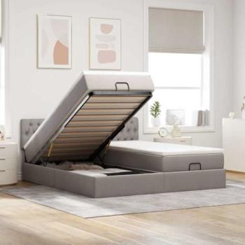 Lit ottoman avec matelas taupe 160x200 cm