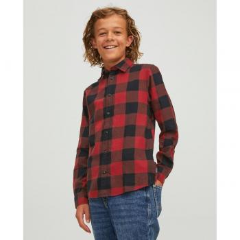 Jack & Jones Boys Long Sleeve Checkered Casual Shirt - Red - Size 12Y