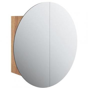 VIDAXL Armadio da Bagno con Specchio Rotondo e LED Rovere 47x47x17,5cm 938950