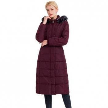 Piumino Polydeer Max Lungo Donna, Winter Parka Vegan Down – Bordeaux 2XL