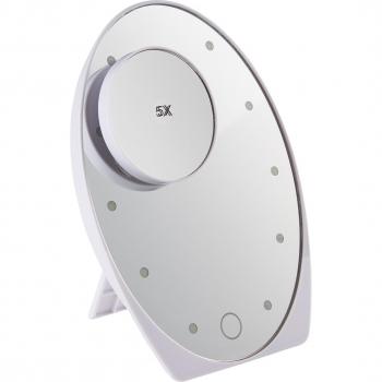 BAKAJI - Specchio Ovale per Trucco Makeup Luci Led e Regolazione Touch Ingrandimento 5x