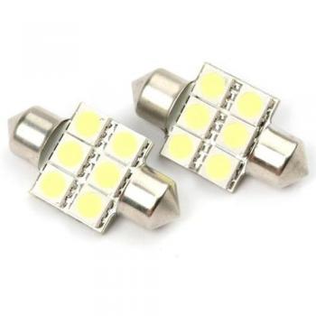C5W LED Spollampa, 6-LED 33mm (2-Pack)