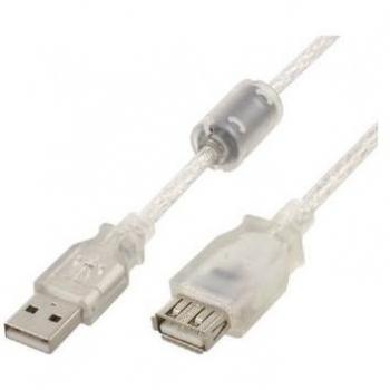 USB-verlengkabel 2 meter Transparant