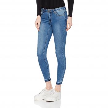 VILA CLOTHES Vicommit Lux Rw 5p 7/8 Detalle Mb - Noos, Jeans Mujer, Azul (Denim Azul Medio), 36 (Talla del fabricante: Pequeña)