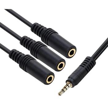 Splitter 3 Vías Jack 3.5mm para Auriculares y Micrófono - 0.50 m
