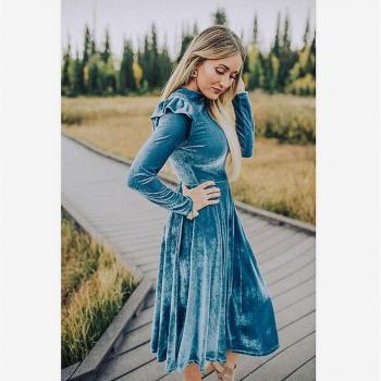 Fausse robe « Maman et Moi » pour femme + bébé fille – Look familial bleu