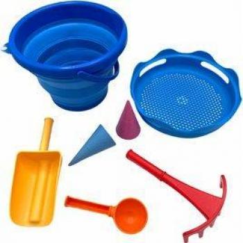 SCHILDKRÖT® 7-in-1 Sand Toys Falteimer-Set, blau