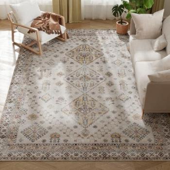 HOMCOM Non-Slip Washable Large Living Room Rug – Beige
