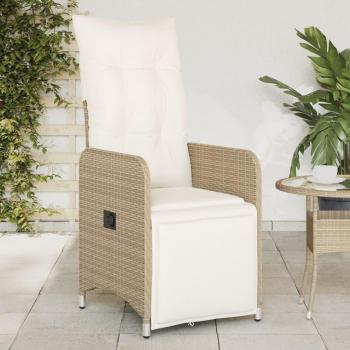 Set di Sedie Reclinabili 2pz da Giardino con Cuscini Beige
