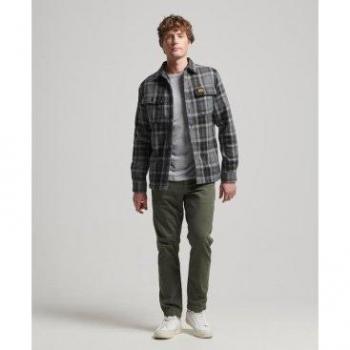 Camicia overshirt di lana Superdry Miller Roderick a scacchi nera M