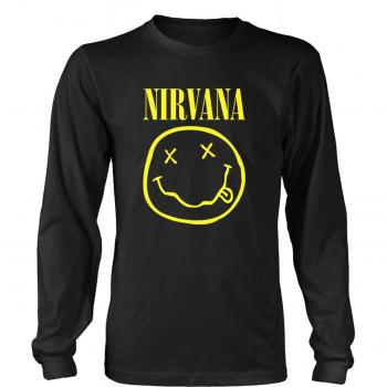 men's long-sleeved t-shirt NIRVANA - HAPPY FACE LOGO - PLASTIC HEAD S