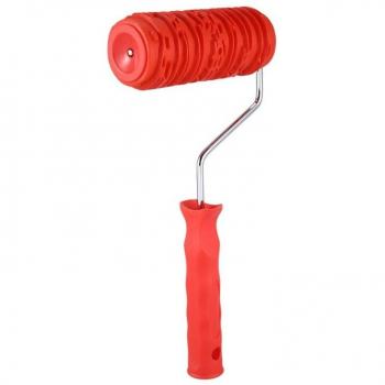 SHGO 6 Inch Rubber Wood Pattern Painting Roller with Handle Red
