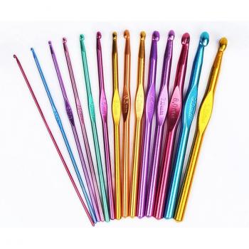 Kit de ganchos de tejido con mango de metal y agarraderas ergonómicas - 12/14 piezas