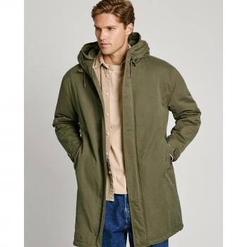 Parka de Hombre Pepe Jeans con Capucha Ajustable y Tapeta Oculta en Verde Hoja