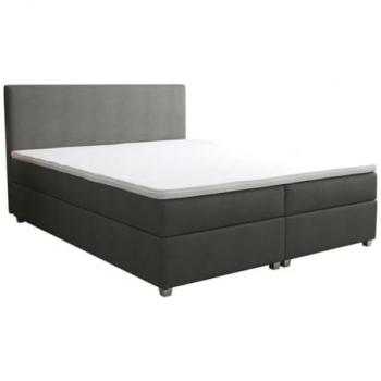 Ensemble boxspring 180 x 200 cm - Tête de lit + sommier + matelas + surmatelas - Tissu anthracite - ONAN