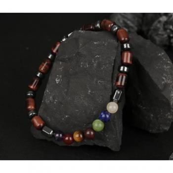 Bratara Ochi di Tigre Chakra con Ametista, Granato, Agata e Lapis Pur