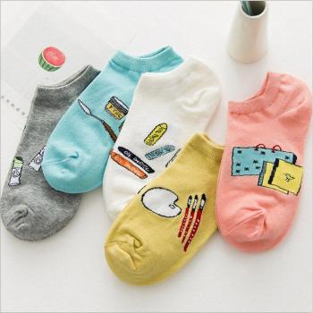 5 Pairs Kawaii Cartoon Animal Cotton Socks for Women