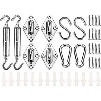 42Pcs Heavy Duty Sun Shade Sail Fixing Accessories Hardware Kit for Garden