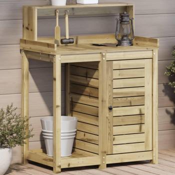 Impregnated Wood Pine Potting Table with Shelves - 82.5 x 50 x 109.5 cm
