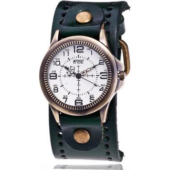CCQ Vintage Kuhleder Armbanduhr für Männer und Frauen, lässig und stilvoll