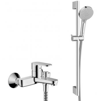 Kit Vernis Blend Monomando Baño/Ducha con Teleducha Ecosmart 2 Chorros y Barra de 65cm Cromo - Hansgrohe