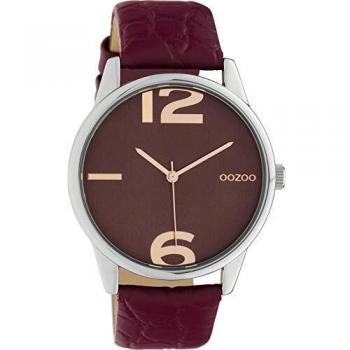 OOZOO Quarzuhr Damen C10378 Armbanduhr Weinrot 40 mm