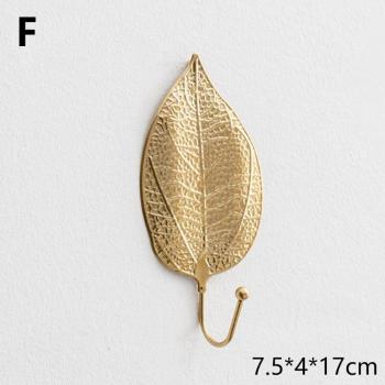 Nordic Light Luxury Golden Leaves Wall Hooks for Hanging Clothes
