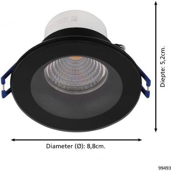 EGLO Faretto Ad Incasso Moderno Salabate In Alluminio Nero Led Integrato 6W 2700K