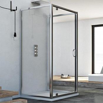 Mampara de ducha IDRALITE Sintesi Trio 3 lados abatible vidrio transparente h 185 cm 1 hoja 75x90x75 apertura 90 cm